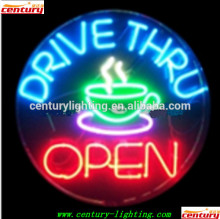 drive thru coffee neon open sign