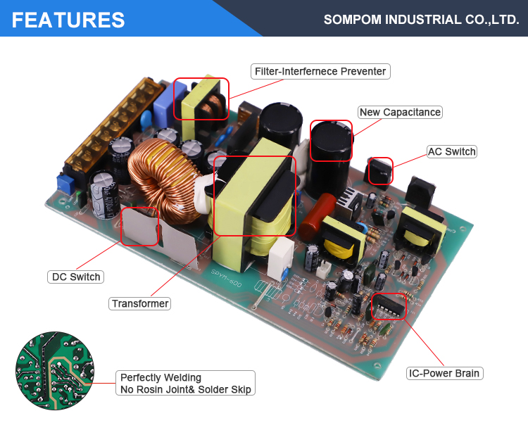 SOMPOM ODM&OEM adjustable high quality 12v 50a 600w switching power supply