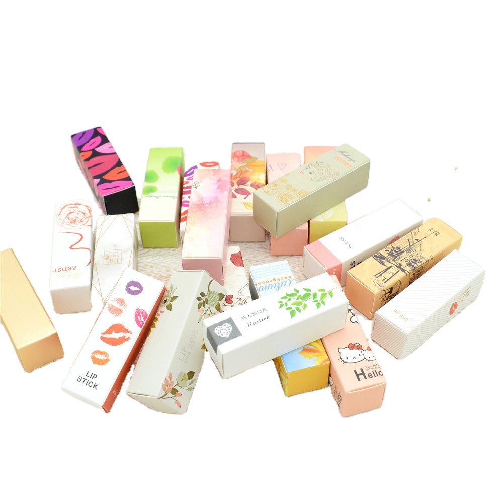 Popular wholesale foldng cosmetic packaging paper custom pink lipgloss boxes