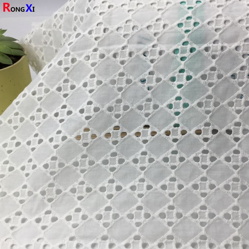 RXF0604 New Design khaki 100% Embroidered Cotton Shirt Lace Fabric