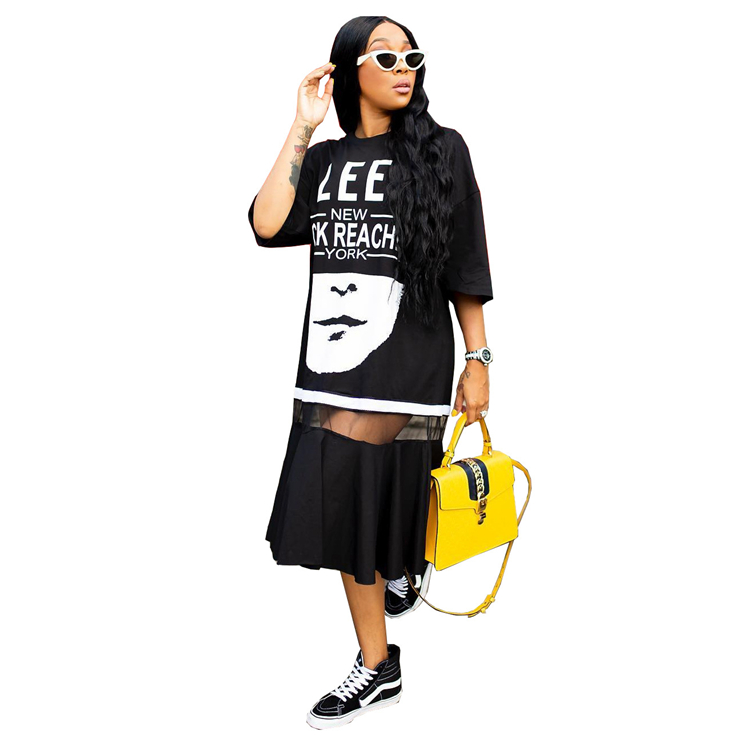 C6255 2020 new fashion oversize tshirt dress plus size for women skirts