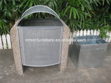 Metal and cement stone outdoor litter bin