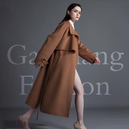 Dark brown double-sided cashmere coat