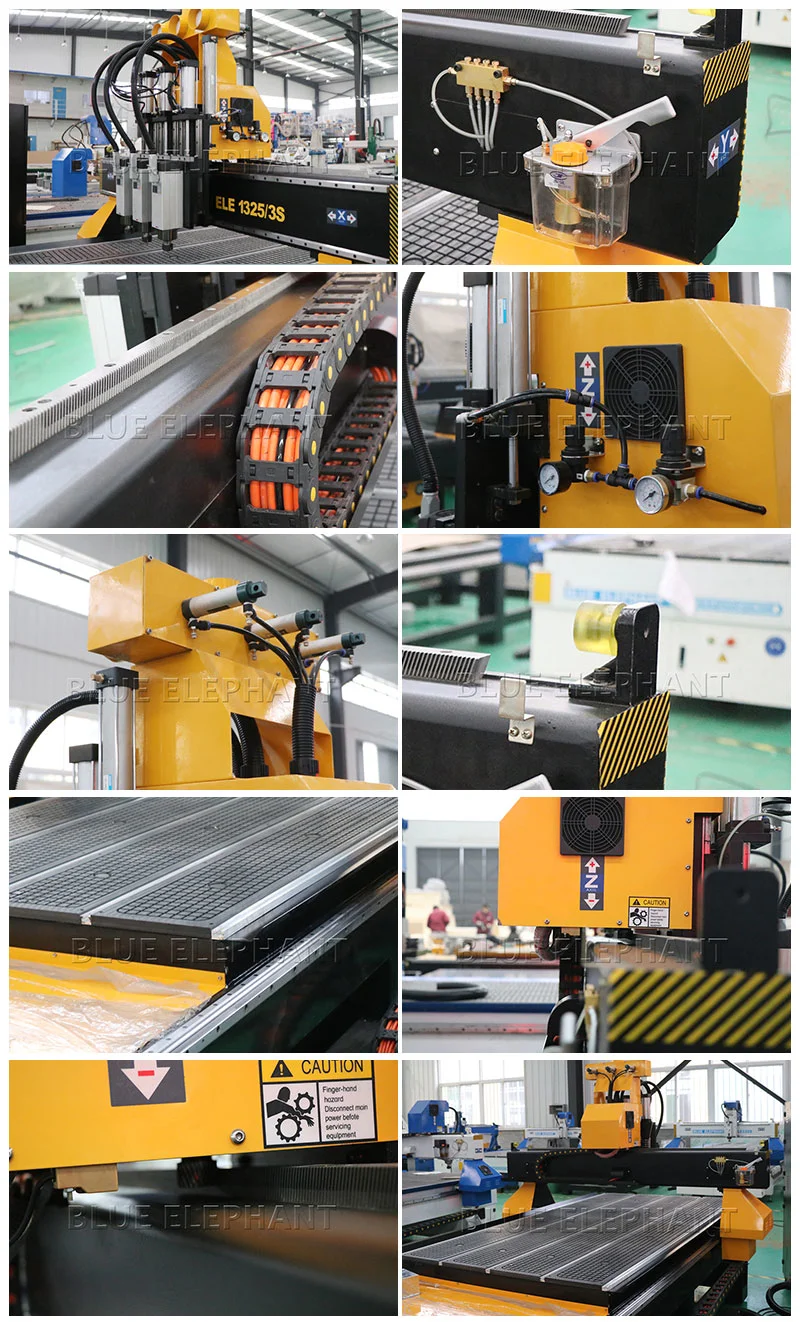 1325 CNC Router Multi Spindles Pneumatic System Engraving Machine Three Spindles 3.5kw Air Cooling Spindle