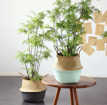 Round Two-tone Mat Grass Flower Basket