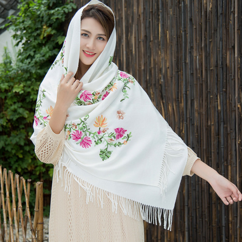 Phụ nữ Khăn tay cổ điển Thêu Khăn quàng cổ Pashmina Mùa đông