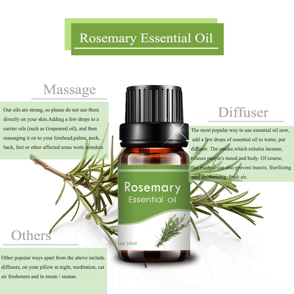 10 ml Rosemary esencial Aceite hidratante Aroma de masaje