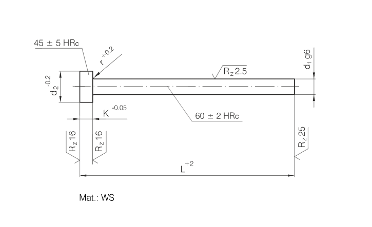 DIN1530 Hardened Ejector Pins with Conical Head