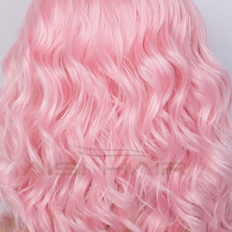 Aisi Hair Medium Long Wavy Pink Synthetic Wig Cosplay Body Wave Swiss Lace Wig Synthetic Lace Front Hair Wigs For Black Women