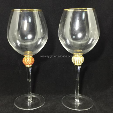 Diamond Gold Rimmed Wine Glasses Set