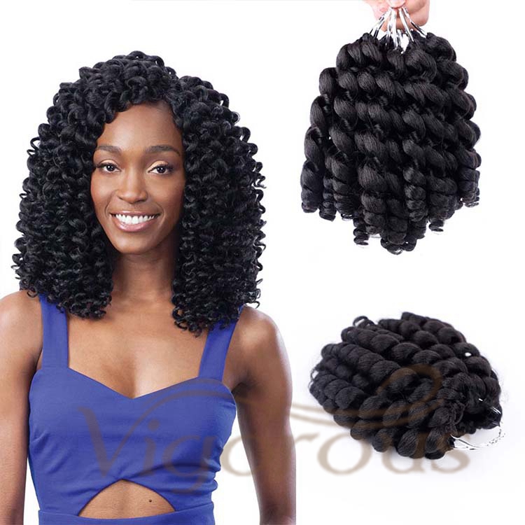 Vigorous 8 Inches 10 Strands Wand Curl Jamaican Crochet Braid Hair 13 Colors Pre Loop Synthetic Crochet Braiding Hair Extensions