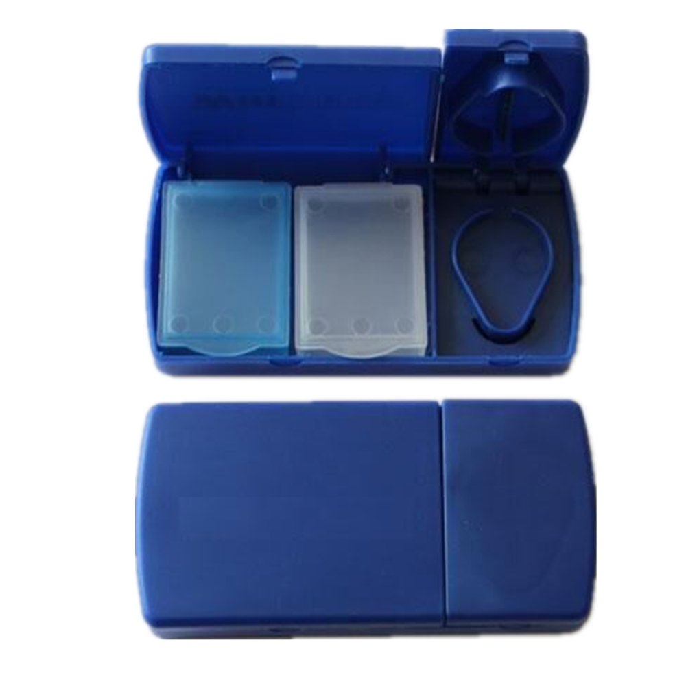 2 divider plastic pill storage box with cutter