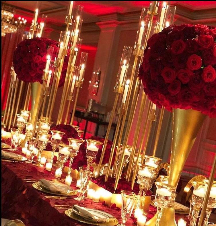 Large Floor Gold Taper Candle Holders For Wedding