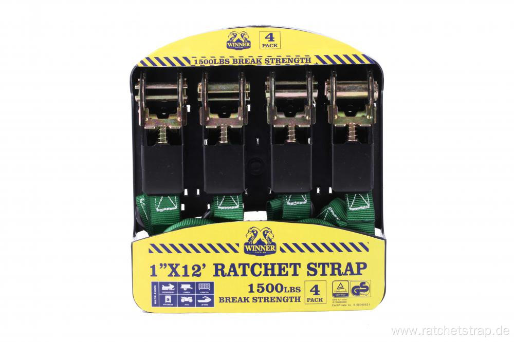 1 Inch Packaged Ratchet Strap with Black Electrophoretic Paint