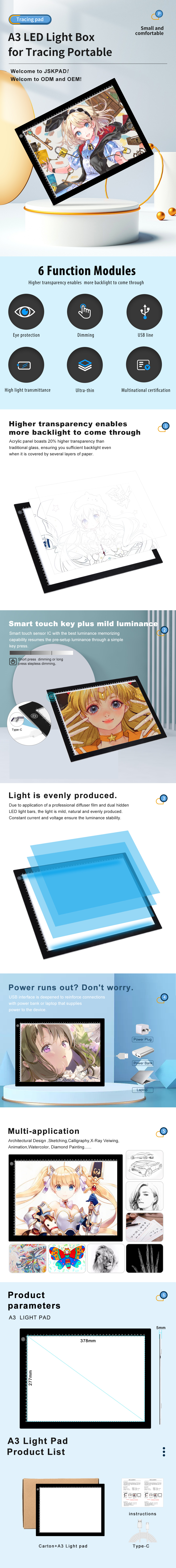 LED Copy Desk Anime Drawing Tablet