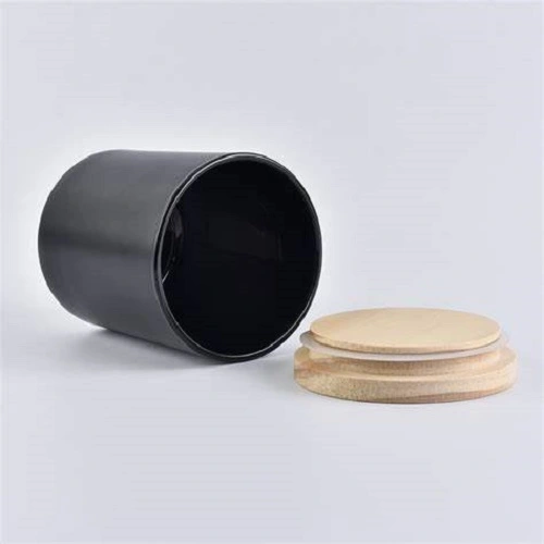 Wholesale Empty Luxury Matte Black Frosted Glass Candle Jar with Lid