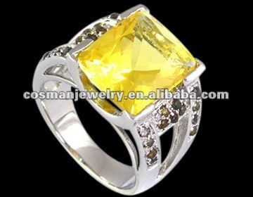 yellow stone silver ring