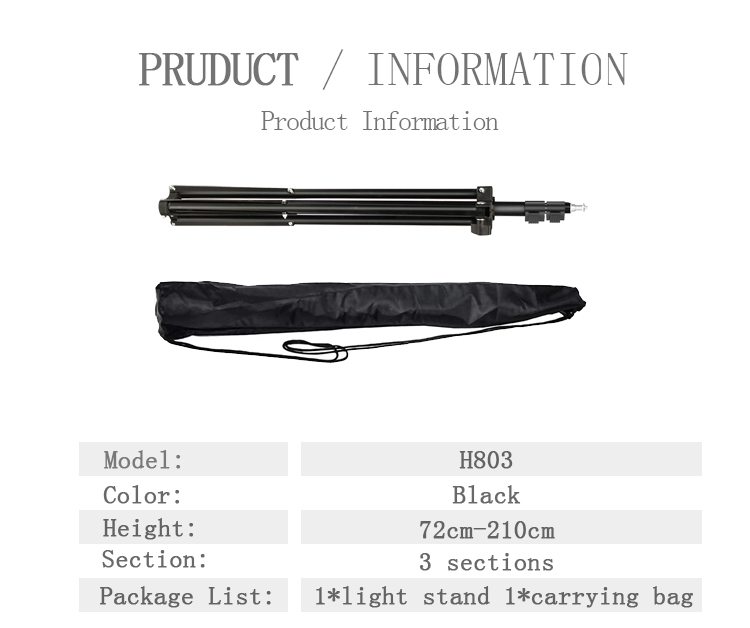 210cm Heavy Duty Aluminum Alloy Photo Studio Light Stand Tripod for Video, Portrait and Photography Lighting shooting