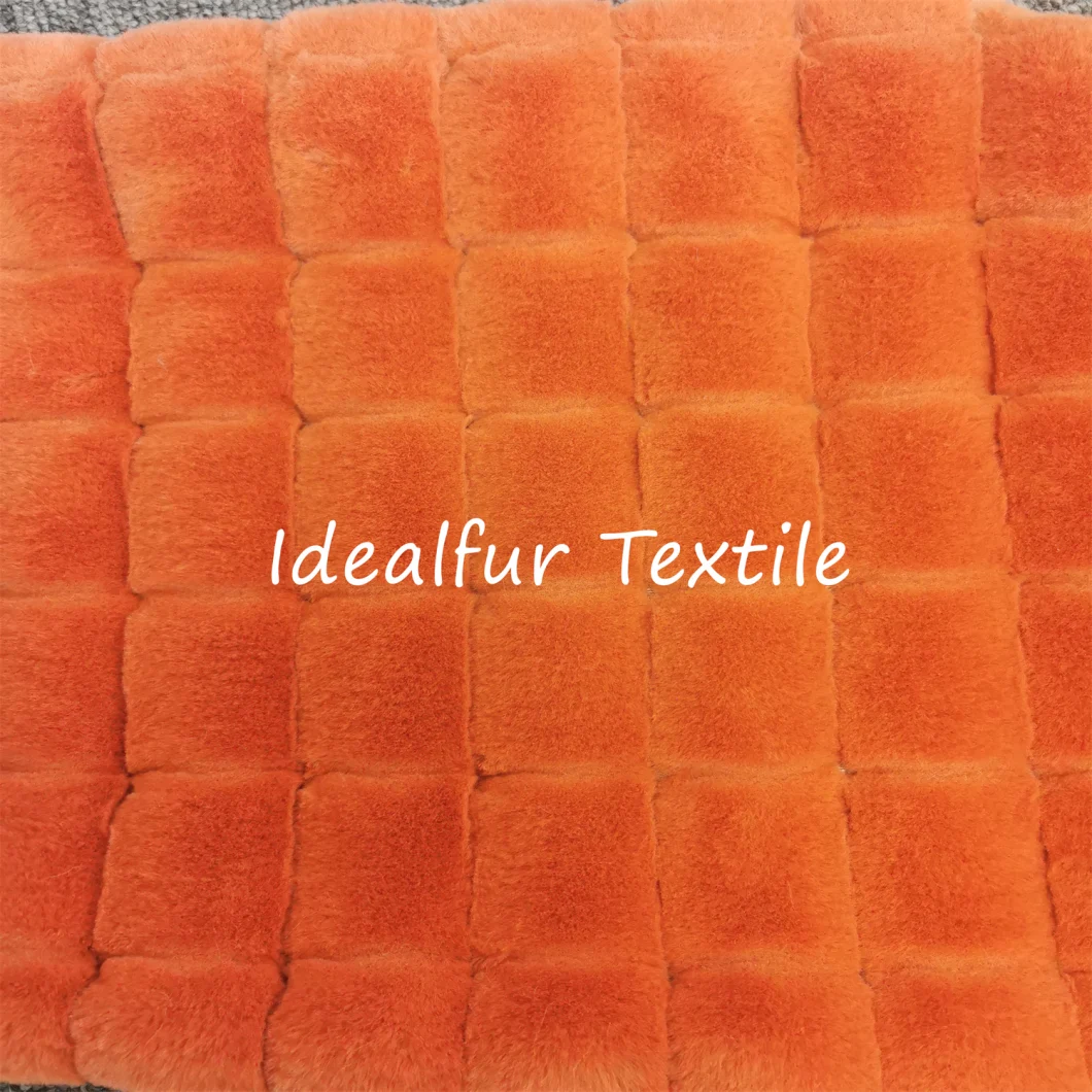 Jacquard Rabbit Fake Fur with Square Design