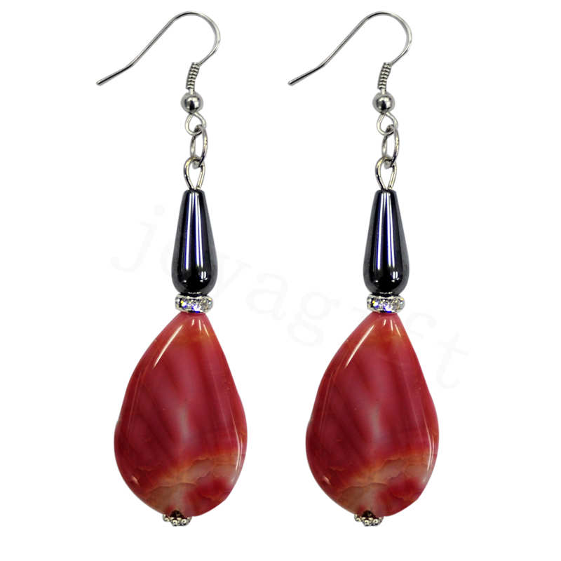 Boucle d&#39;oreille en agate avec pierre naturelle