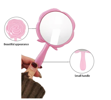 Rose Flower Shape Mini Handheld Plastic Makeup Mirror - Perfect Gift