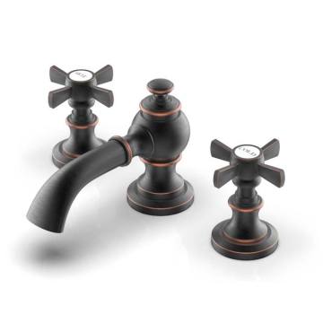 Matte Black Two Handle Cross Handle Bathroom Faucet