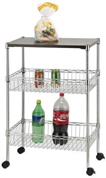 2014 New Iteam 3Tiers Chrome Carbon Steel Kitchen Cart Trolley XTK-0302E