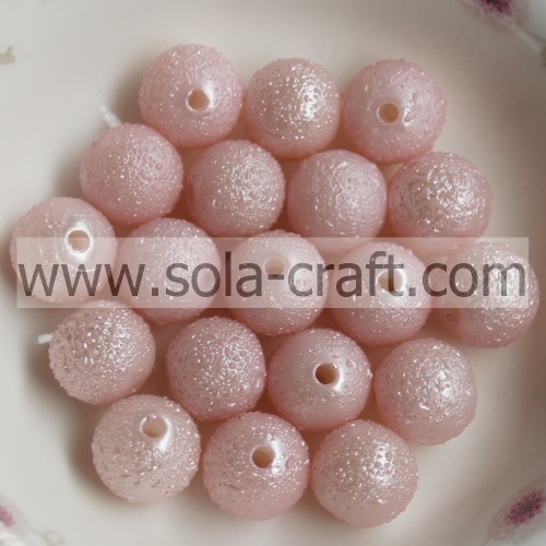 Plastic Sparking Light Pink Round Opaque Beads Manufacturer For Craft Making 8MM