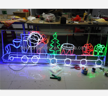 200cm Large Animated Santa and Train Rope Lights Silhouette Decoration