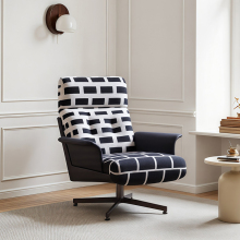 Modern Fabric High Back Swivel Lounge Chair