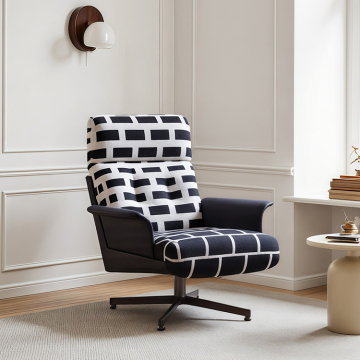 Modern Fabric High Back Swivel Lounge Chair