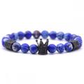 Pulsera de abalorios de piedra natural mate de ágata negra lava