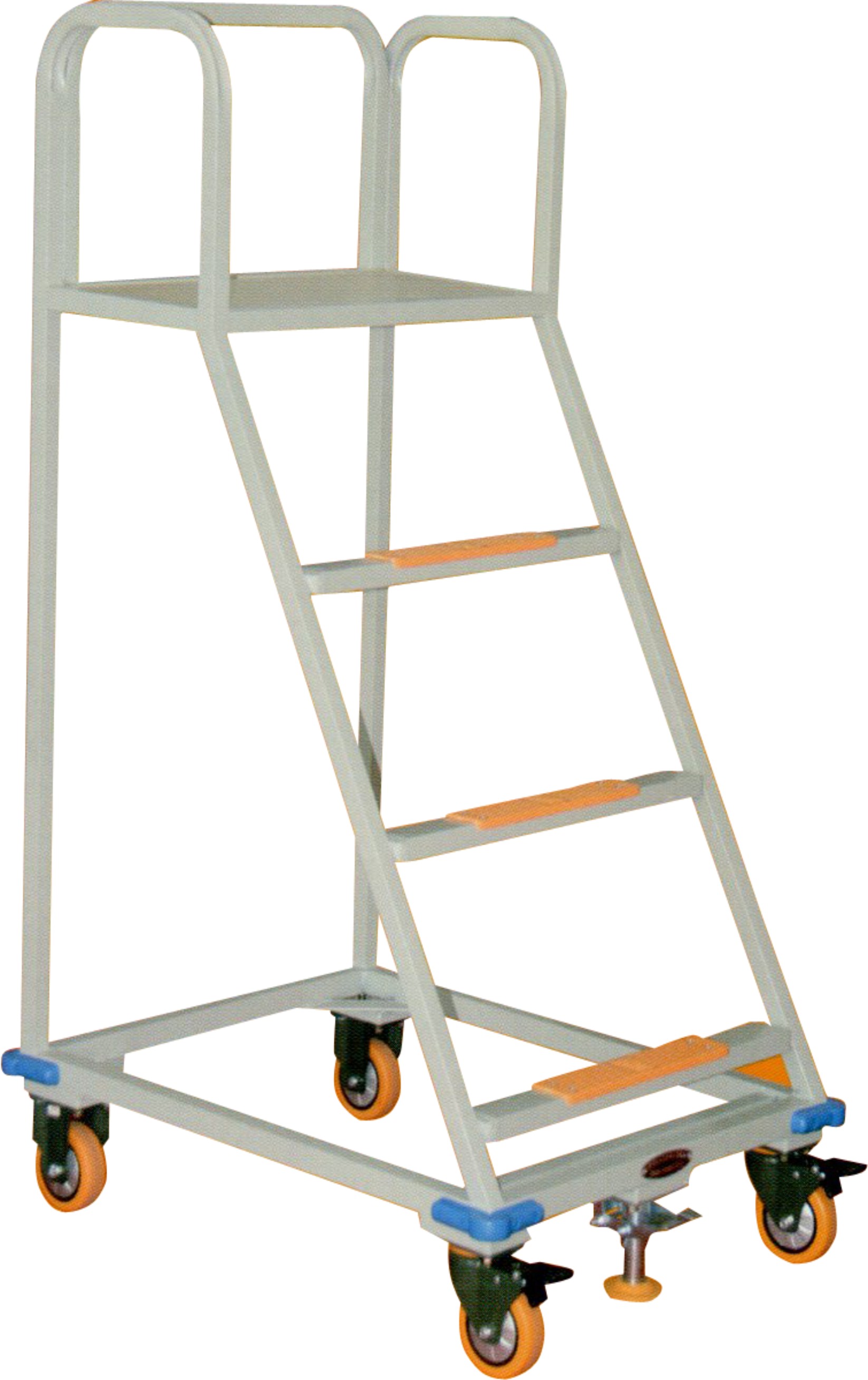 safety Warehouse Movable Trolley Ladder With Wheels