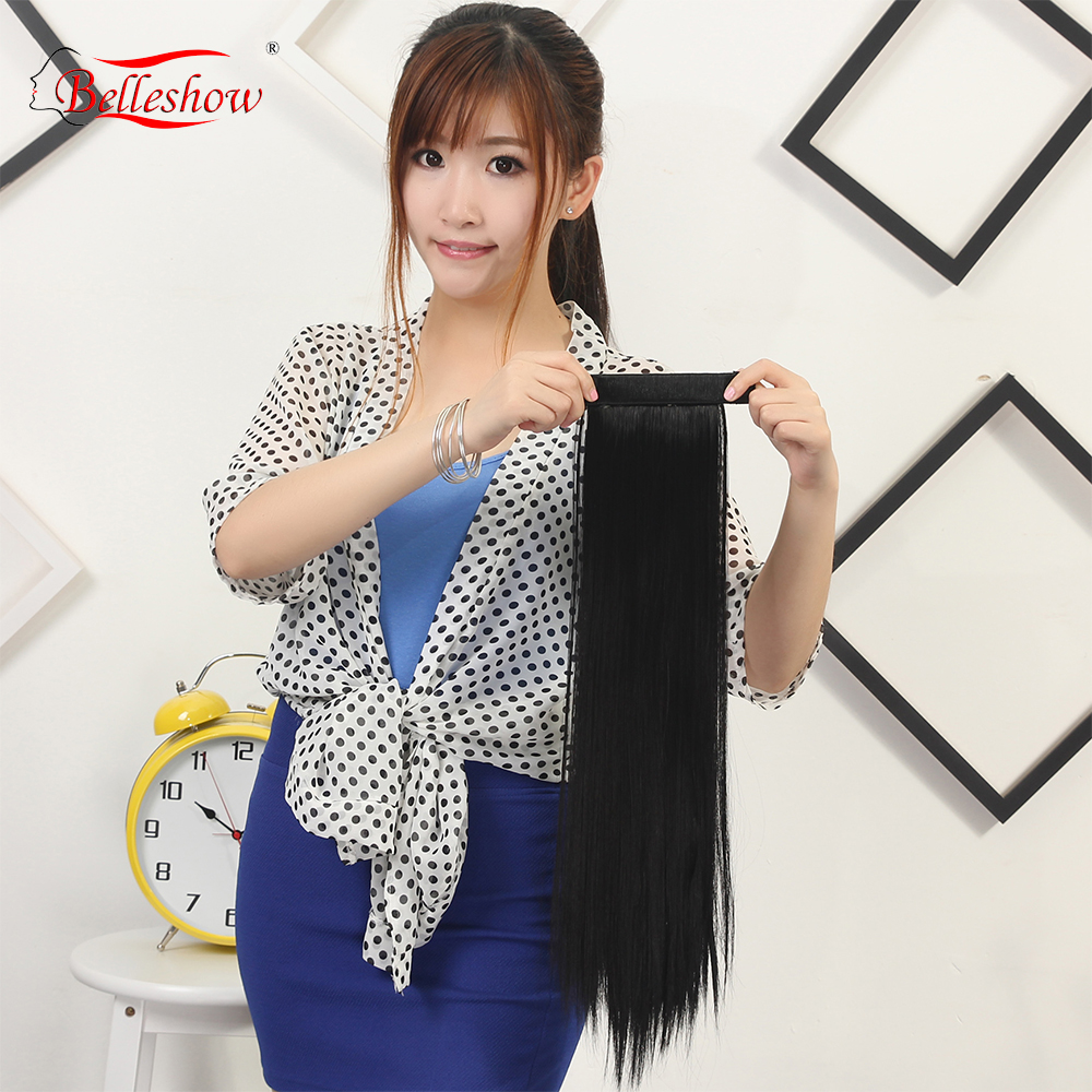 Hot sell clip on ponytail straight synthetic hair extension easy ponytail hairstyles best clip in hair extensions