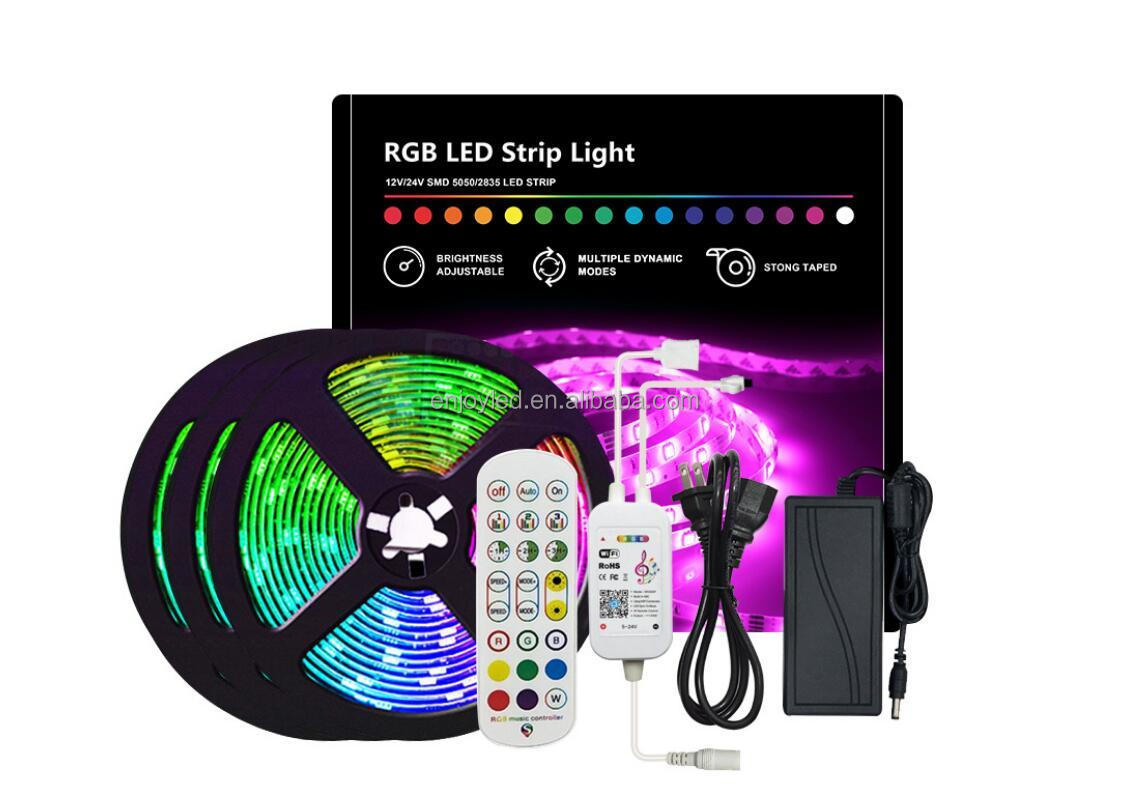 Smart Amazon Alexa Google Home Tuya Wifi BT IP65 Flexible Waterproof Addressable LED Luces Neon 5050 Rgb Kits Led Strip Lights