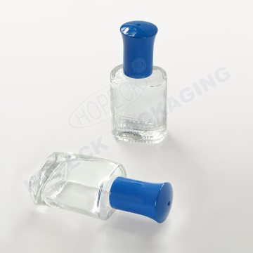 flat shape glass nail polish bottle with plastic cap