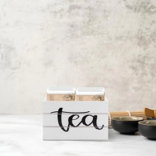 Farmhouse Wooden Tea Bag Box with Handle
