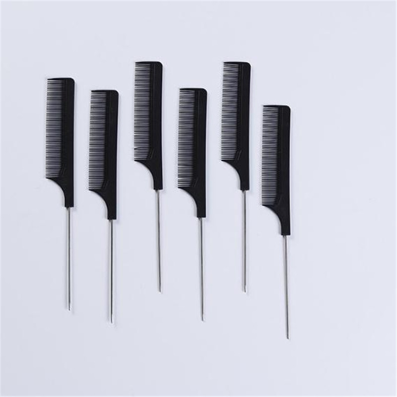 Hairdresser's static-resistant carbon-fiber Tony's steel-pin pick comb