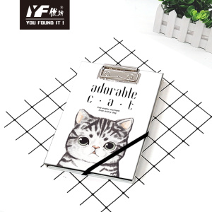 Custom adorable cat style cute A5 clipboard binding loose leaf notebook hardcover diary