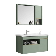 Foshan Small Size Wall-Mounted Oak Wood Bathroom Vanity with Mirror