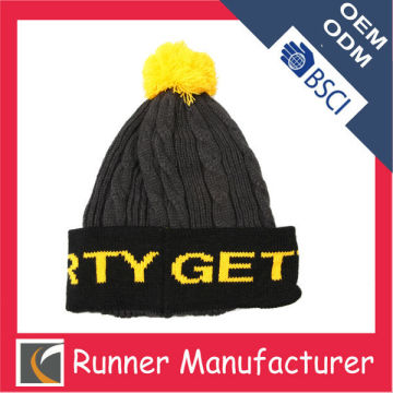 Jaquard knitting hat with pom pom