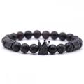 Bracelet en perles de pierre agate noire naturelle