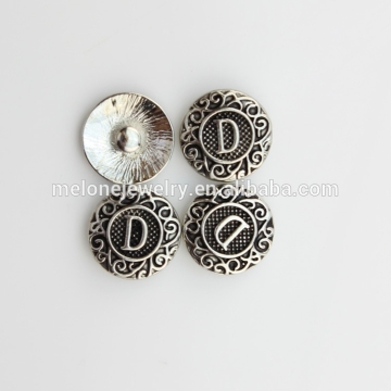 New Ginger Snap Button Jewelry Metal Alphabet D Snap Button Wholesale