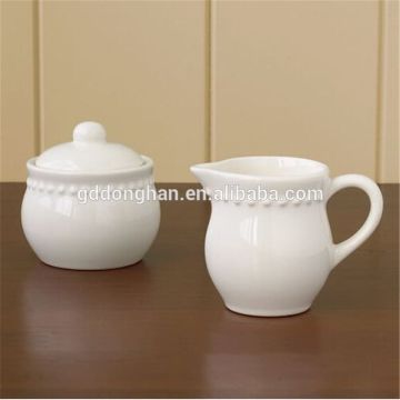 2014 new design fine stoneware sugar bowl & creamer