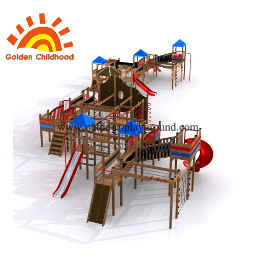 small wooden outdoor play structure