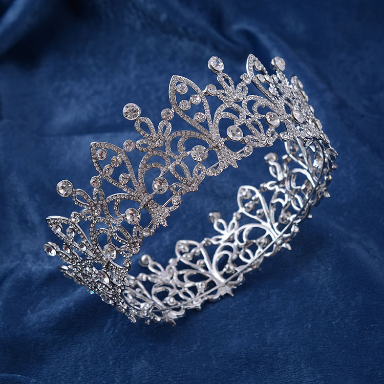 Beauty Alloy and Rhinestone Full Round Crown For Queen