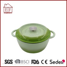 Green enamel cast iron casserole with lid