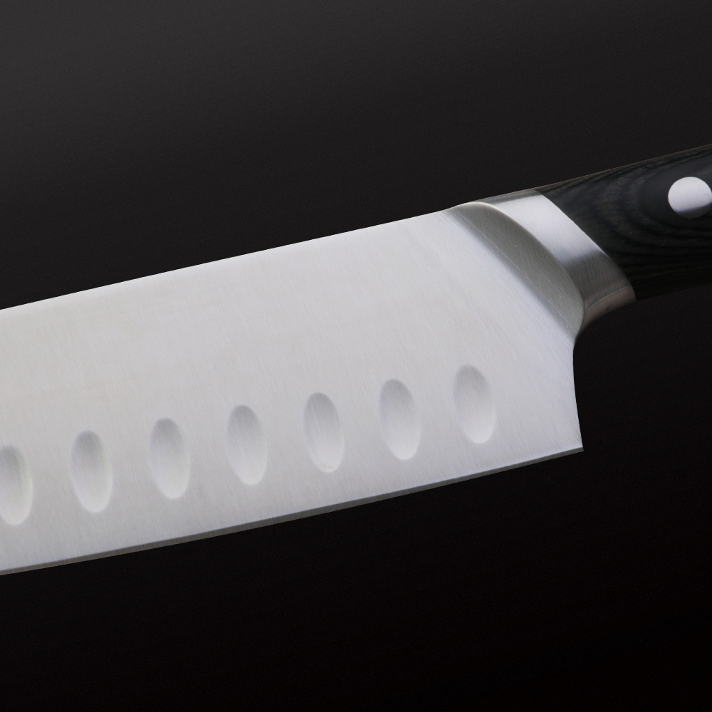 Cuchillo Santoku de 7 pulgadas con mango de madera