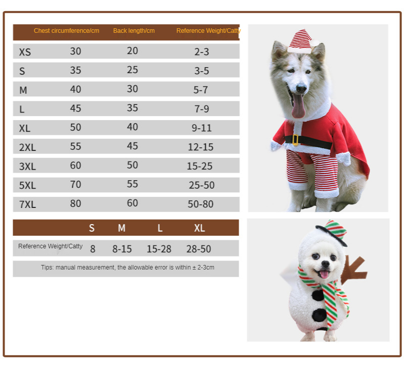 Hot Selling Christmas Pet Supplies Clothes Cat Cotton Clothing Funny Winter Snowman Elk Dog Clothes