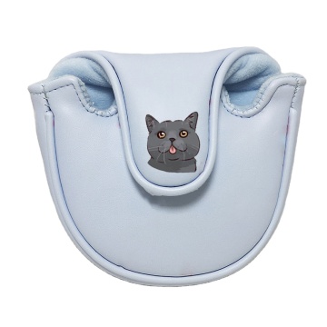 Embroidered PU Leather Golf Putter Cover with Magnetic Closure and Printed Logo for Mallet Headcovers